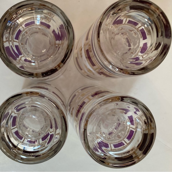 Vintage mid century gold & purple amethyst glassware set of 4 - Picture 8 of 12